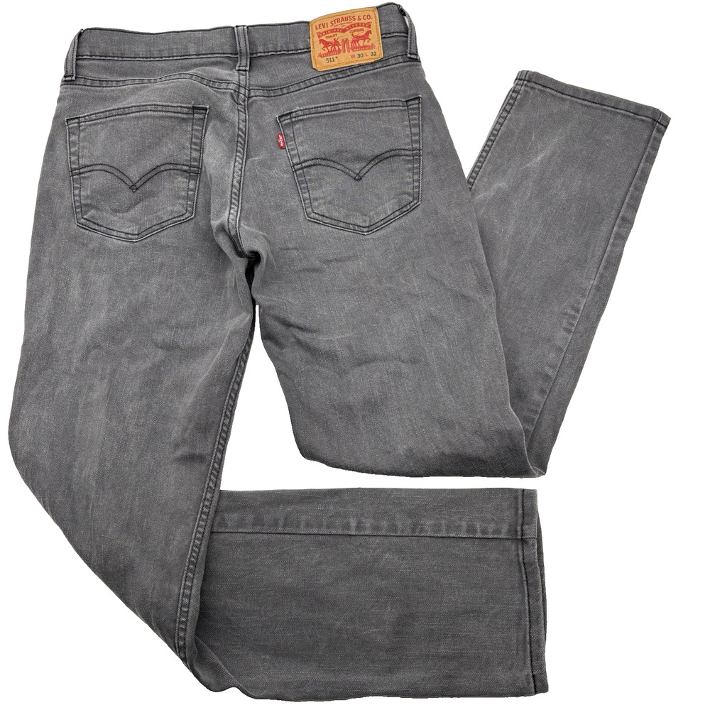 2019 Levi's 511 Charcoal Grey Low Rise Slim Fit Stretch Jeans 30x32 Fits 30x31